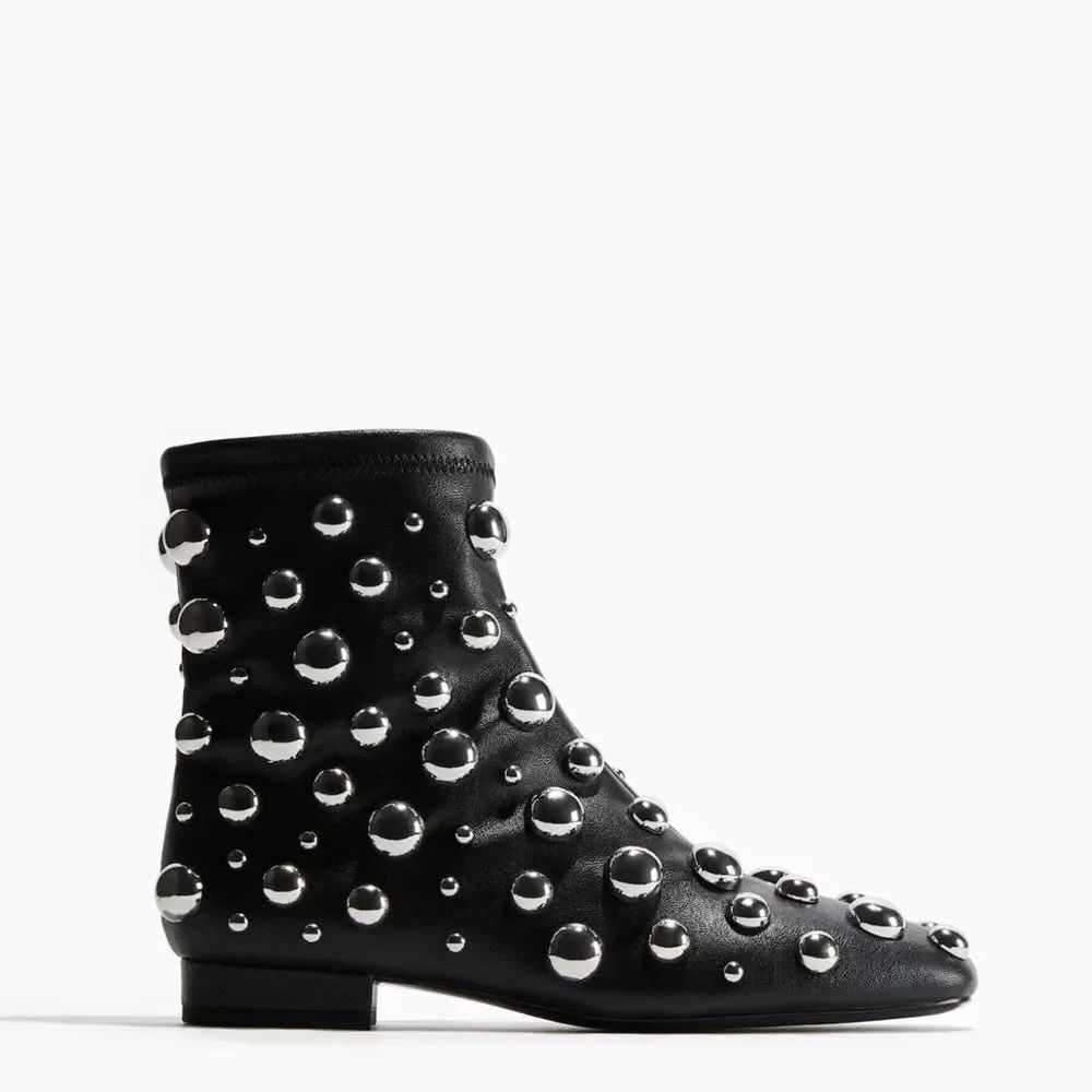 H&M Black Ankle Boots with Silver Accents